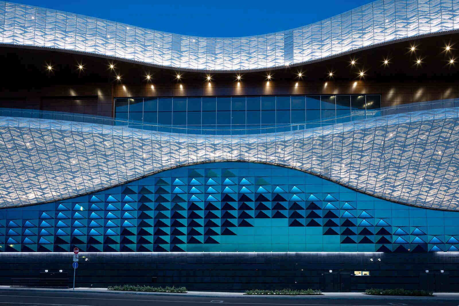 Custom perforated Alpolic panels with waveform façade
