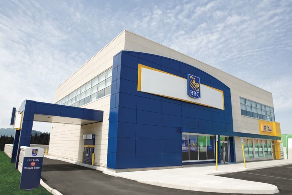 RBC bank branch Alpolic blue ACM panels Canadian commercial
