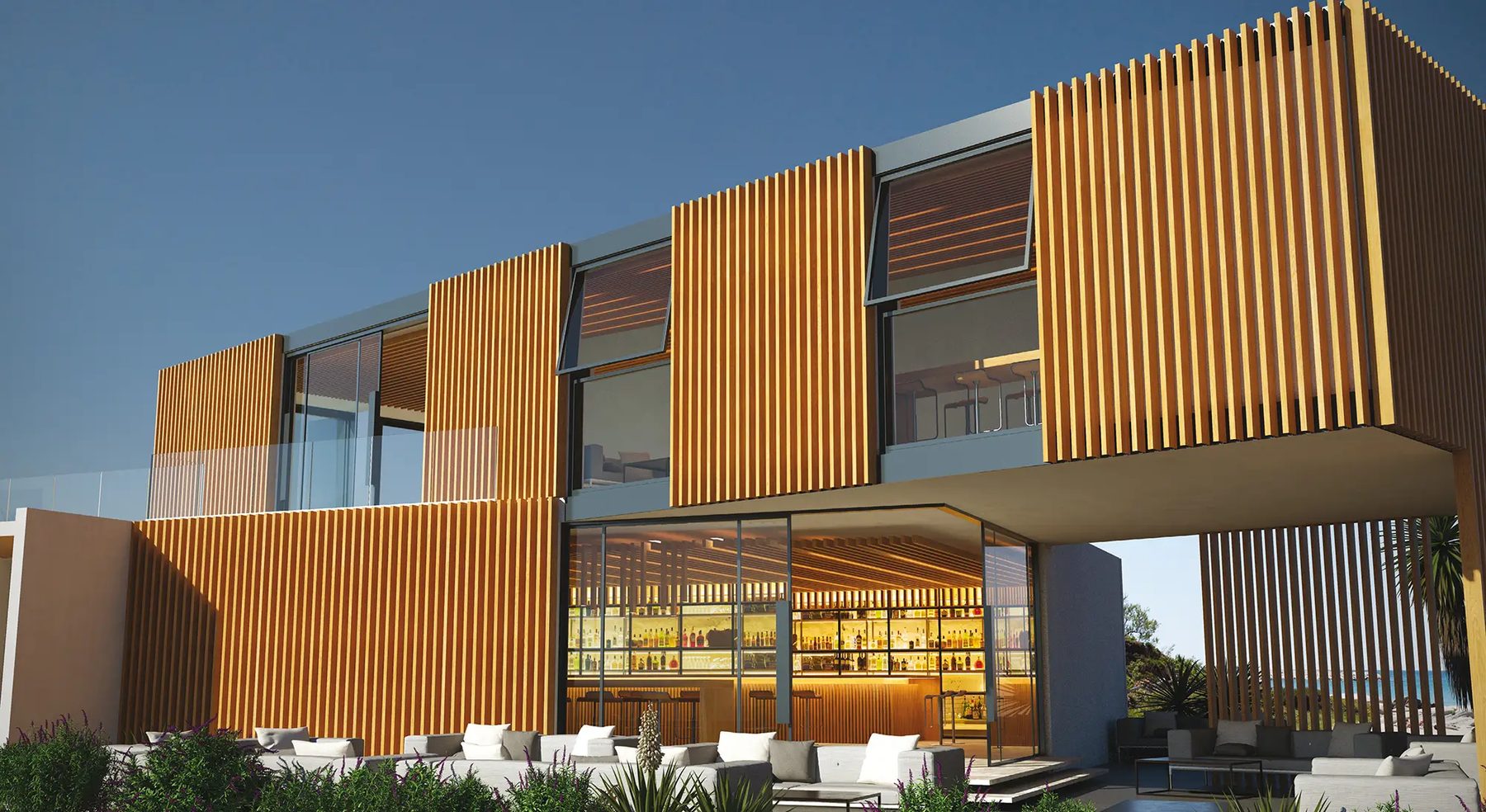ForMe Design Battens 50 beach club vertical application