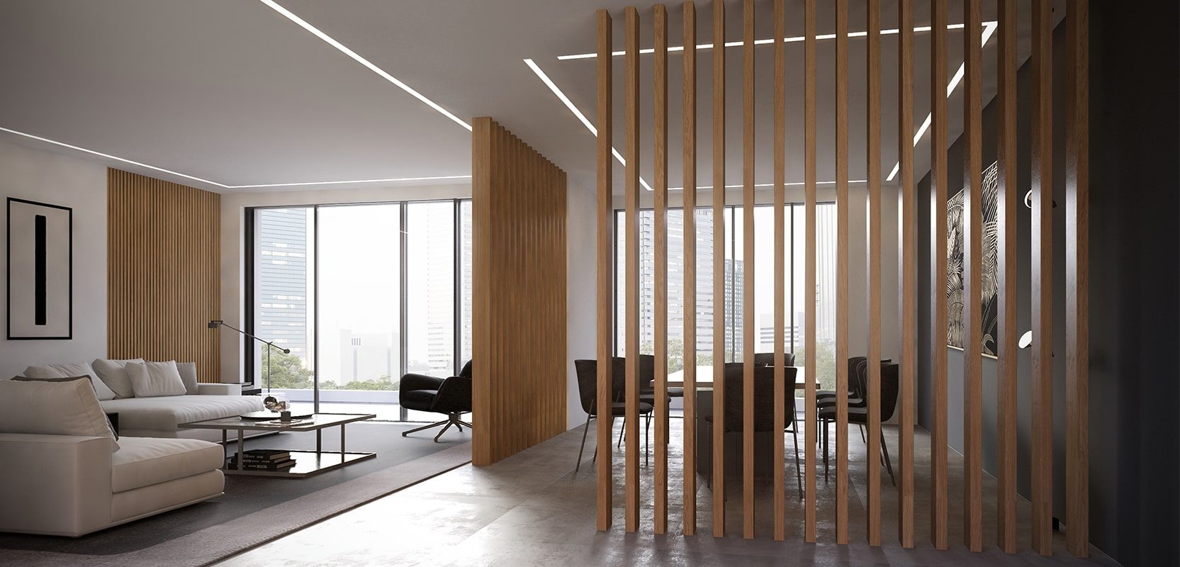 ForMe Design Battens 50 interior detail vertical