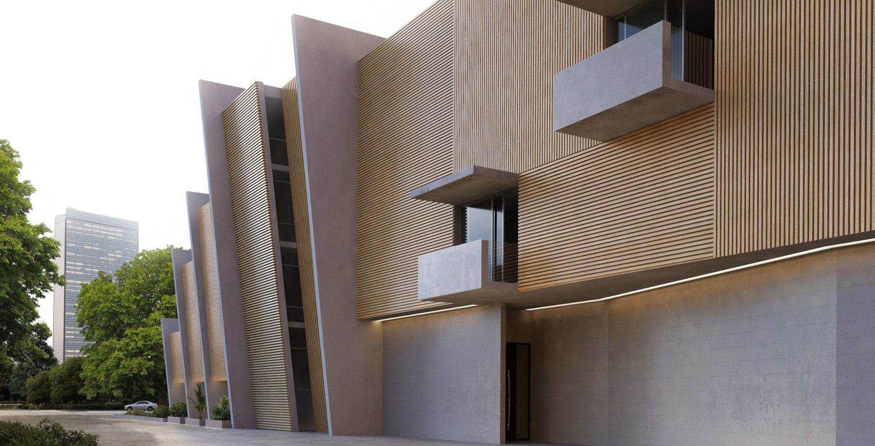 ForMe Design Battens 50 multi-story commercial façade