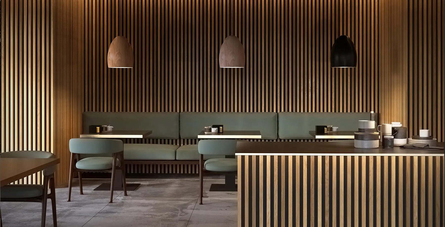 ForMe Design Battens Light restaurant interior application