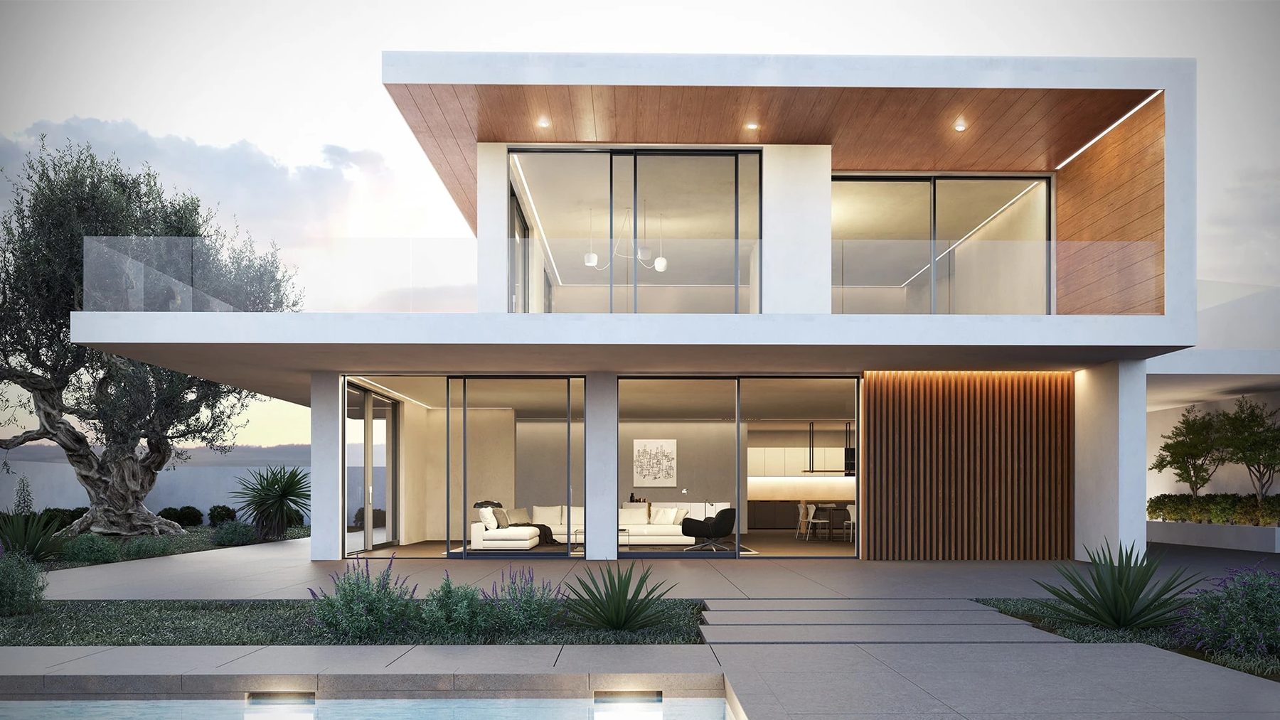 ForMe Design — modern villa with aluminum wood-look cladding and soffit
