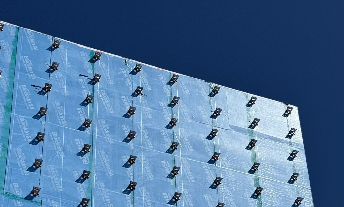 TAC Thermal Spacer Canada — clip grid on Blueskin air vapour barrier, supplied by Exterior Technologies Group